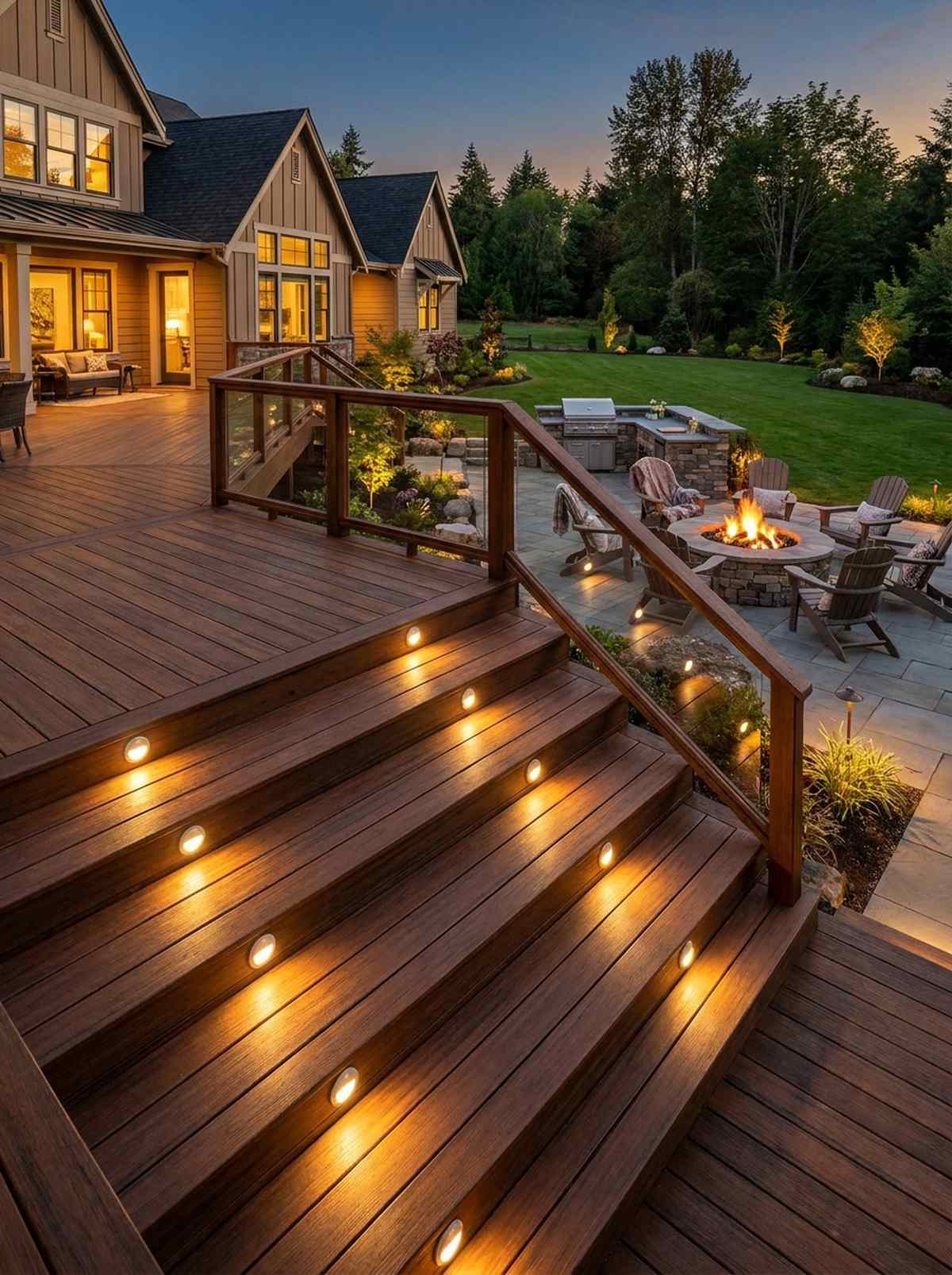 recessed deck lighting in risers