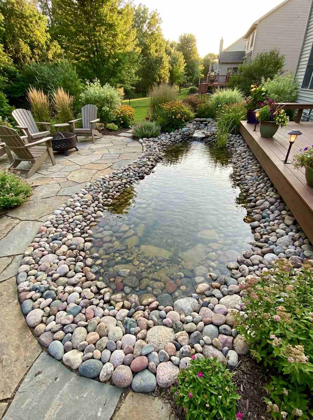 pond with bond pebble borders