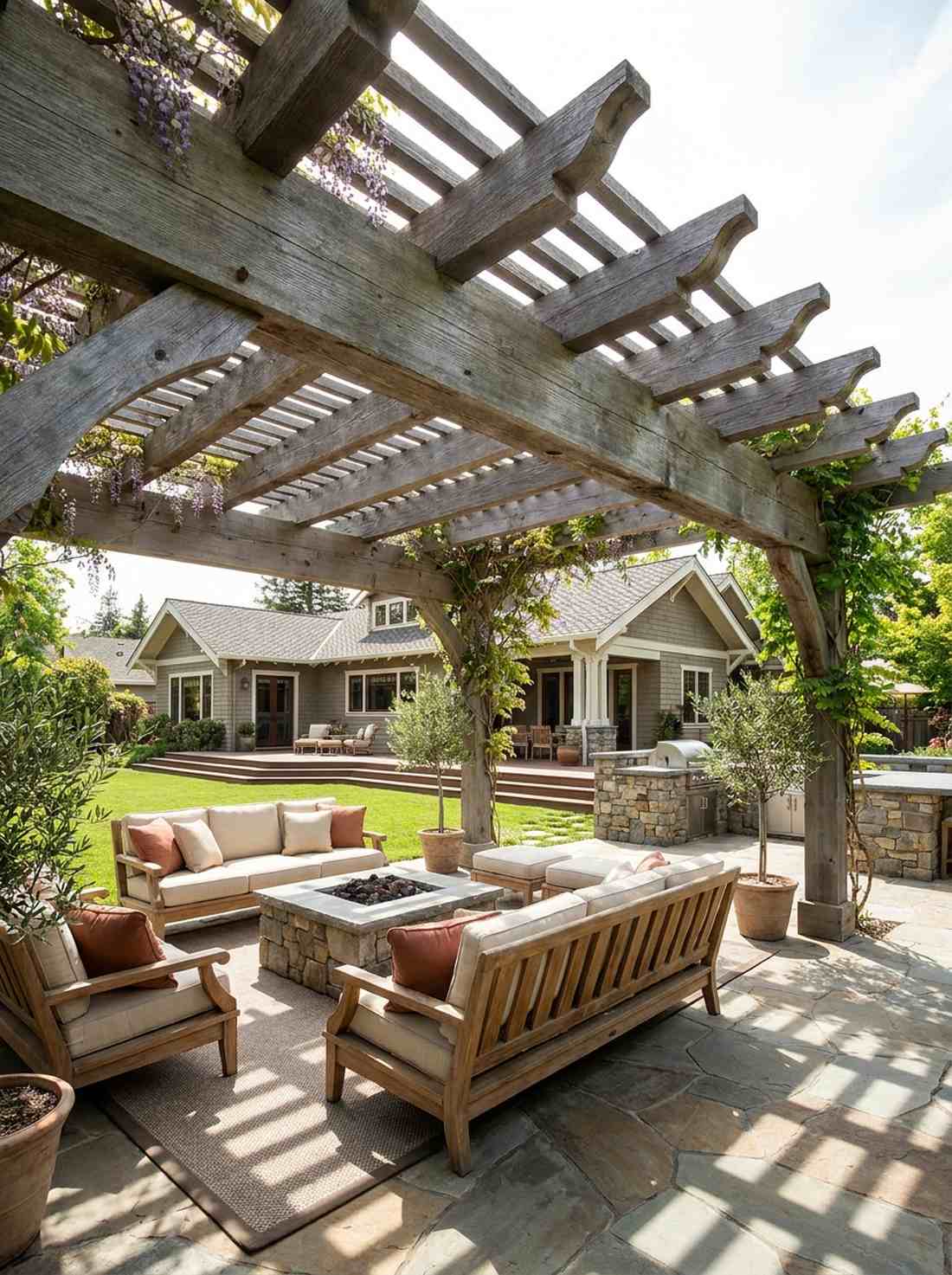 weathered pergola overhead structure
