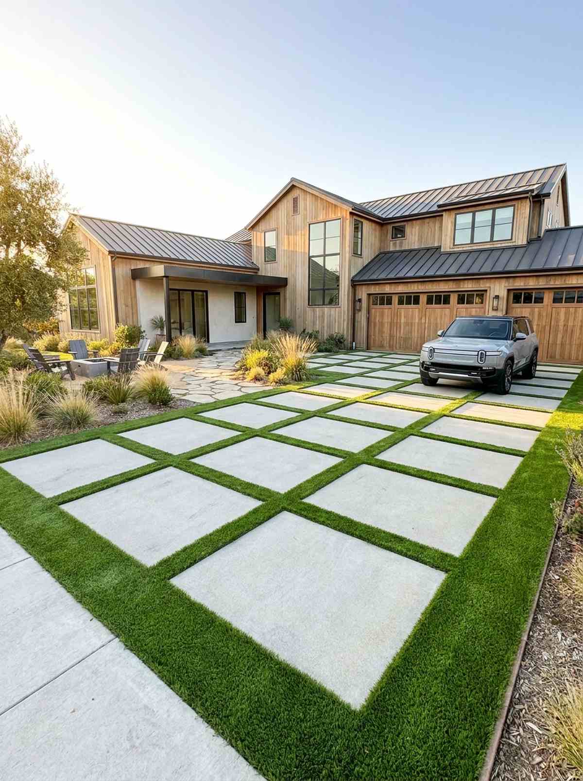 artificial turf between pavers
