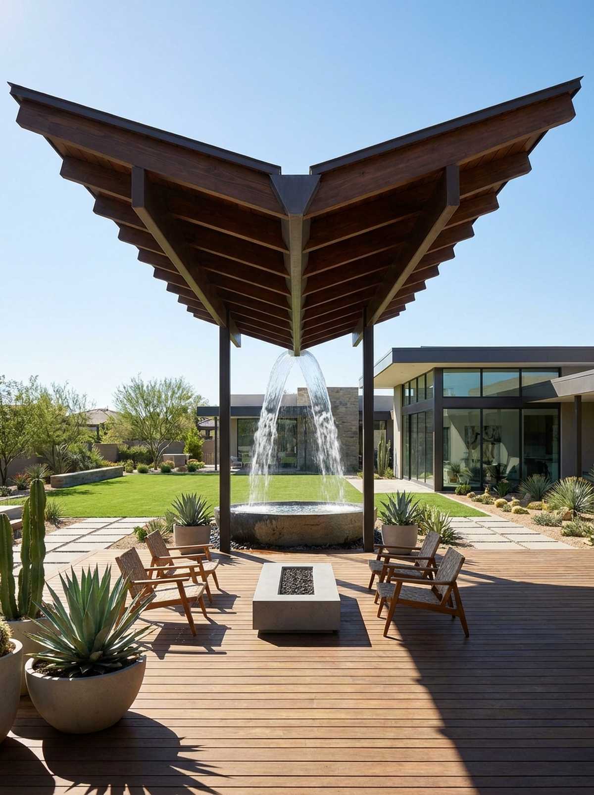 butterfly roof contemporary pavilion