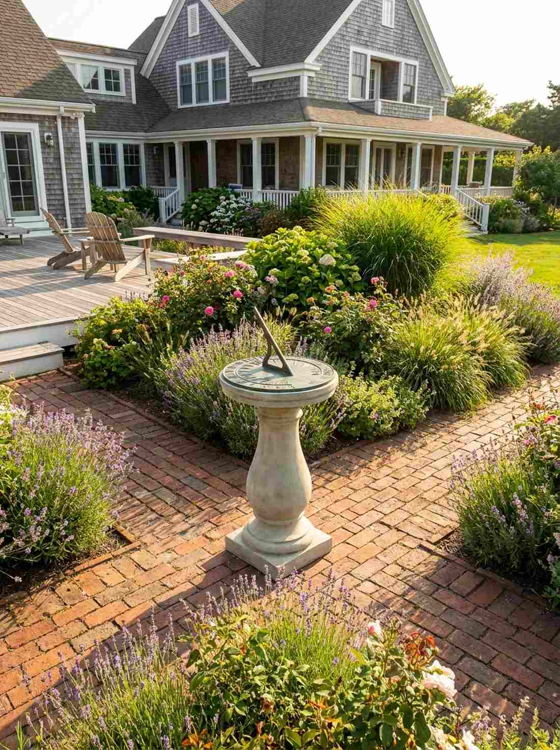 central sundial on pedestal