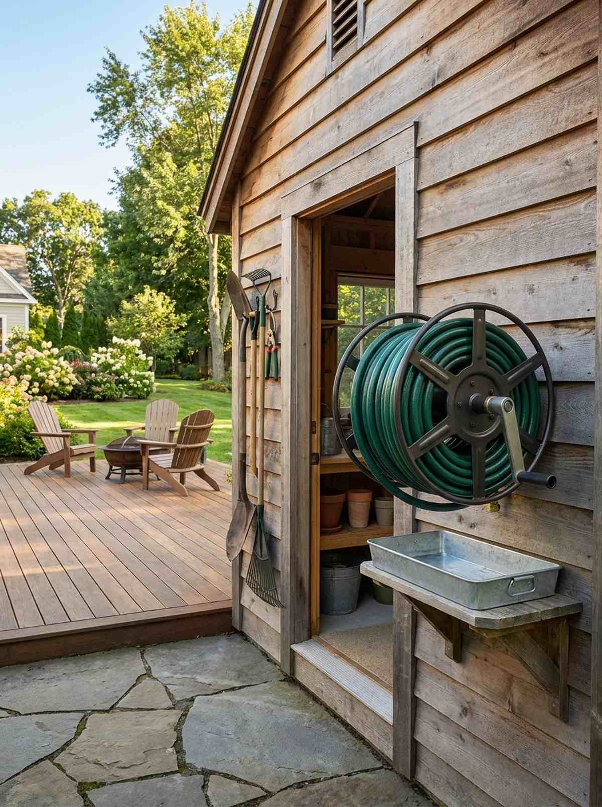 garden hose coil station