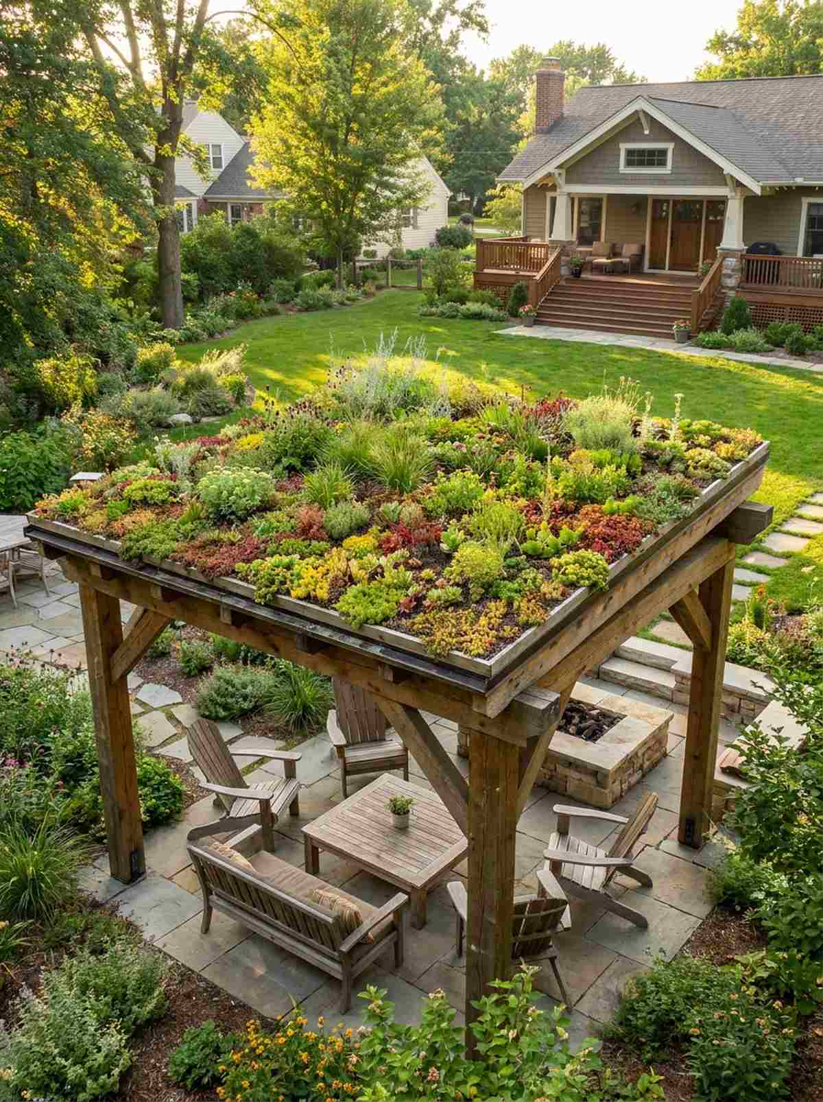 living roof green pergola