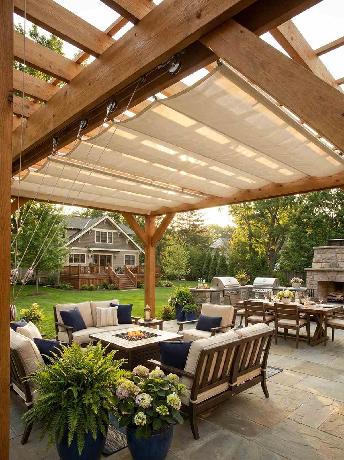 pergola with retractable canopy