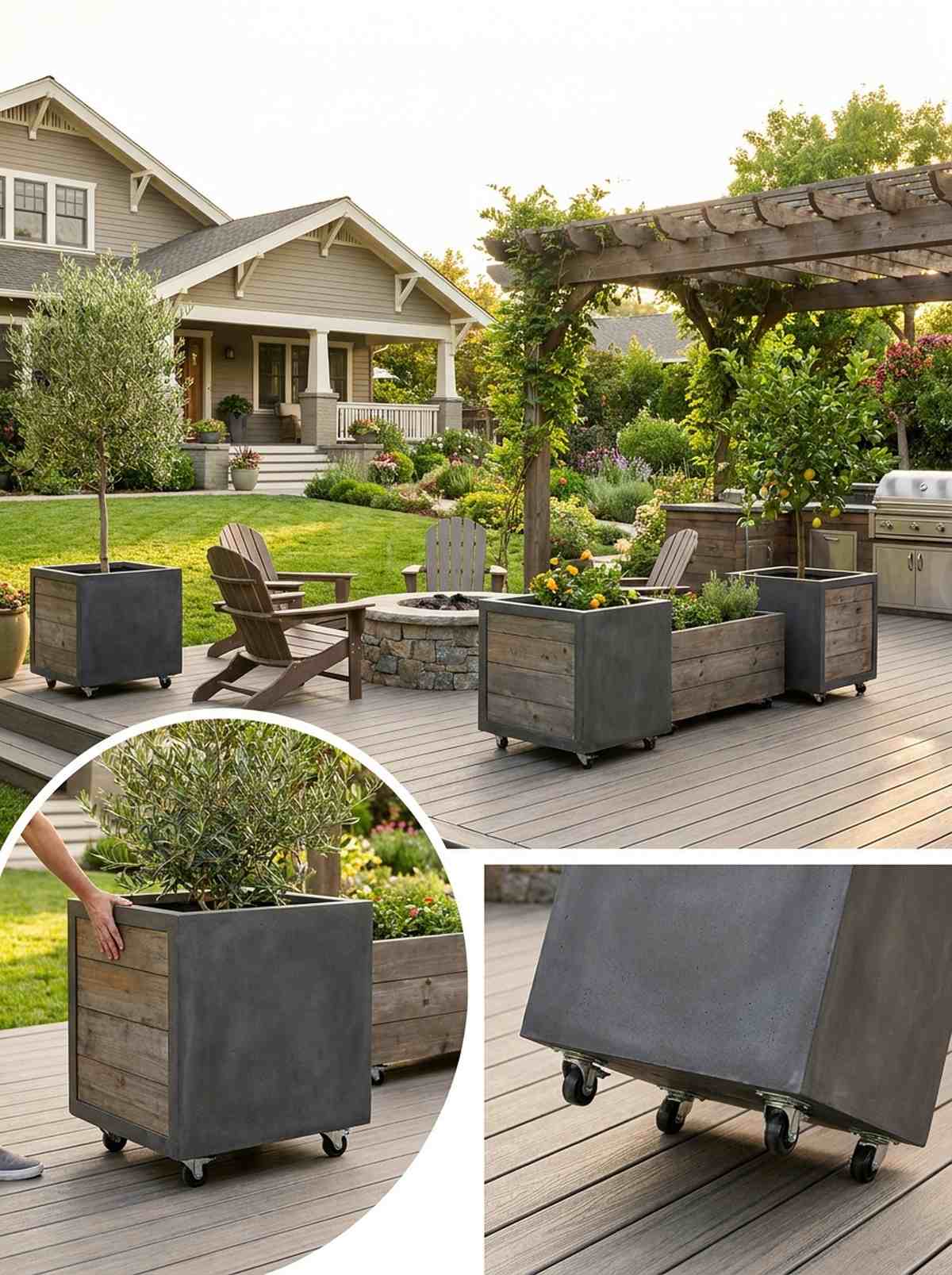 mobile planters with heavy duty casters