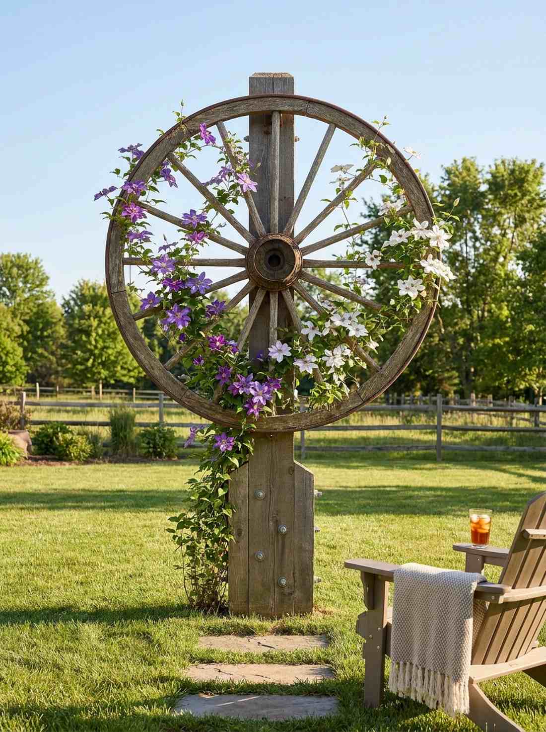 wagon wheel trellis focal point