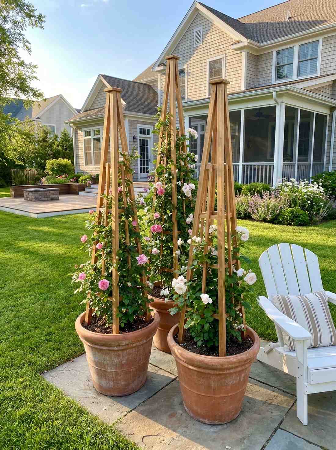 wooden obelisk trellises