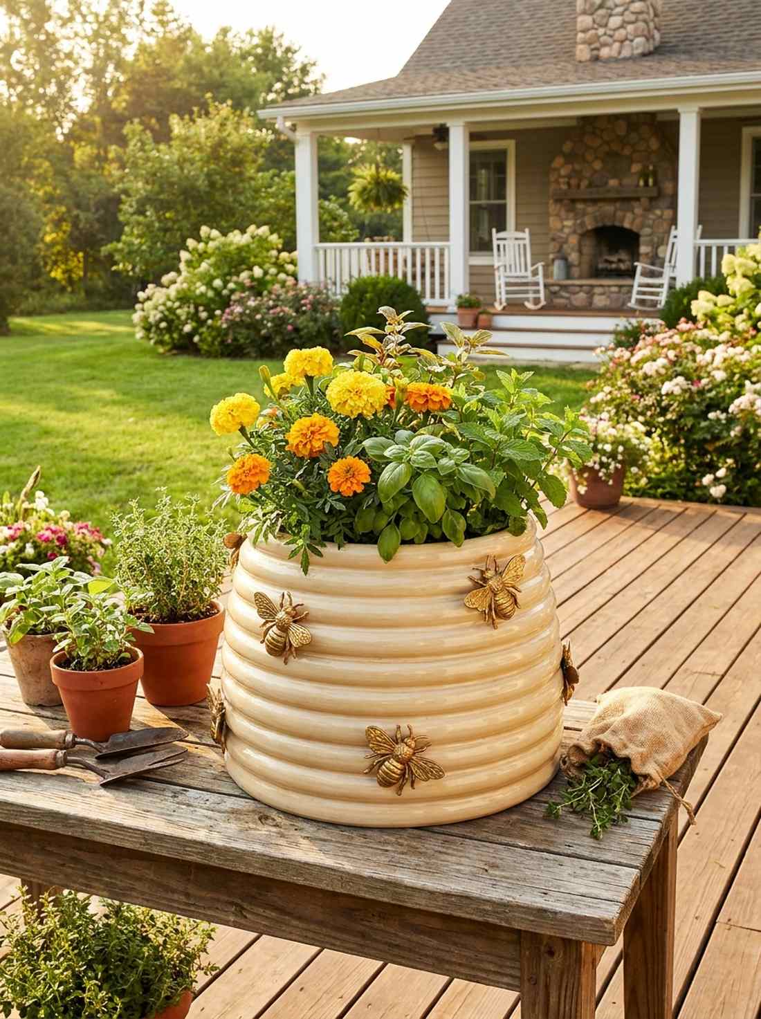 bee on hive planter
