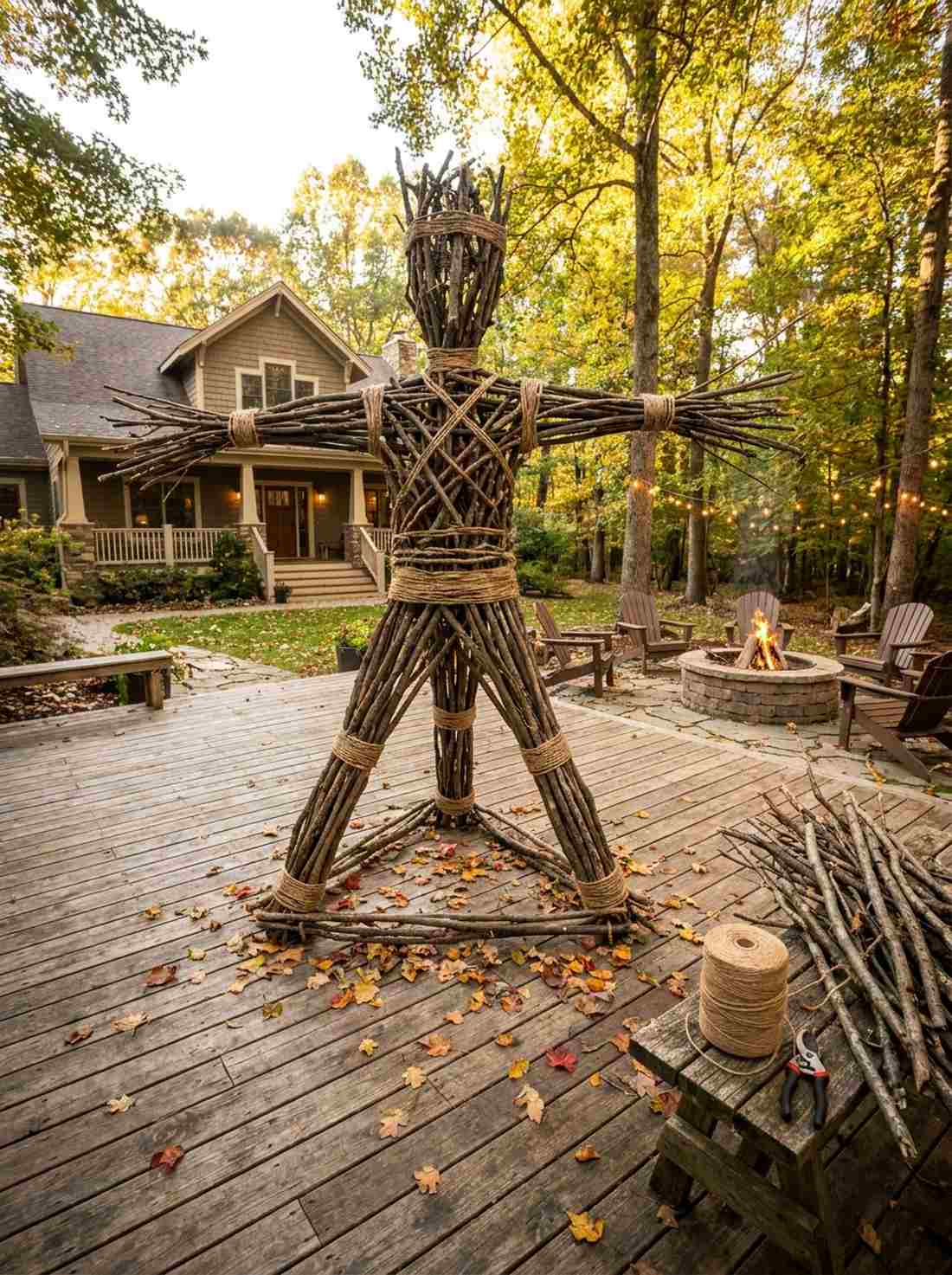 sustainable diy halloween decor from yard waste