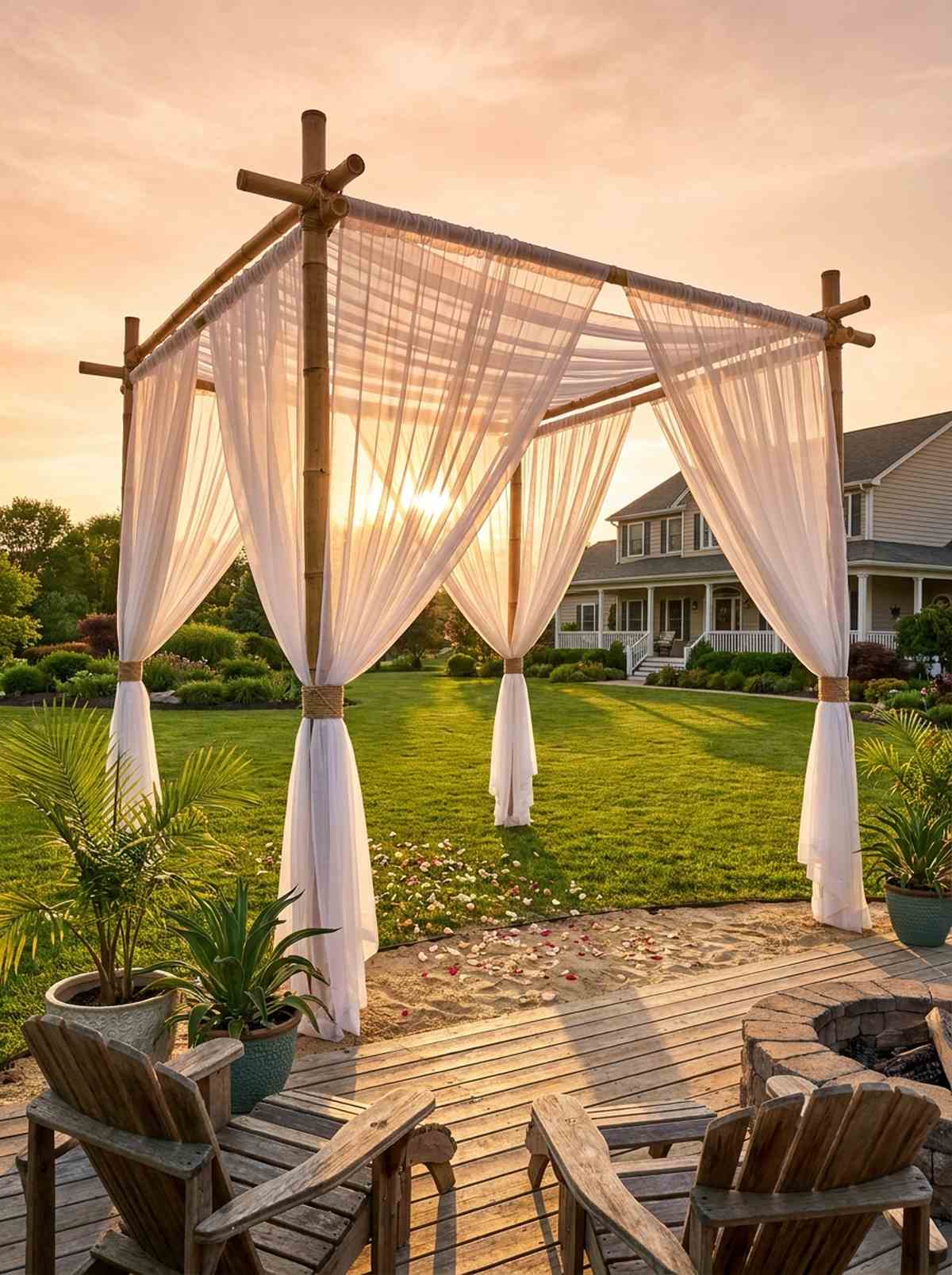 bamboo scaffold with sheer panels