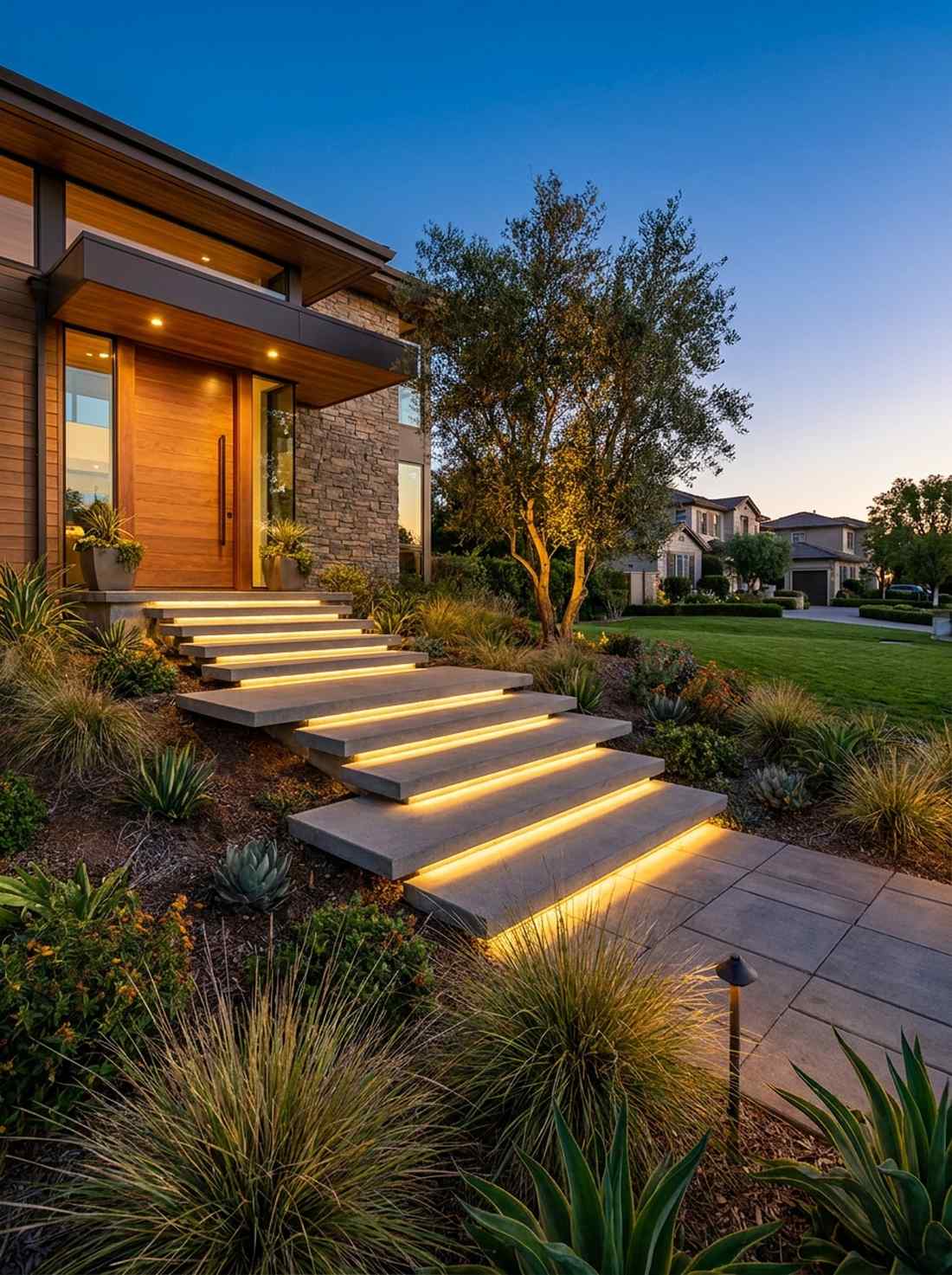 cantilevered concrete steps