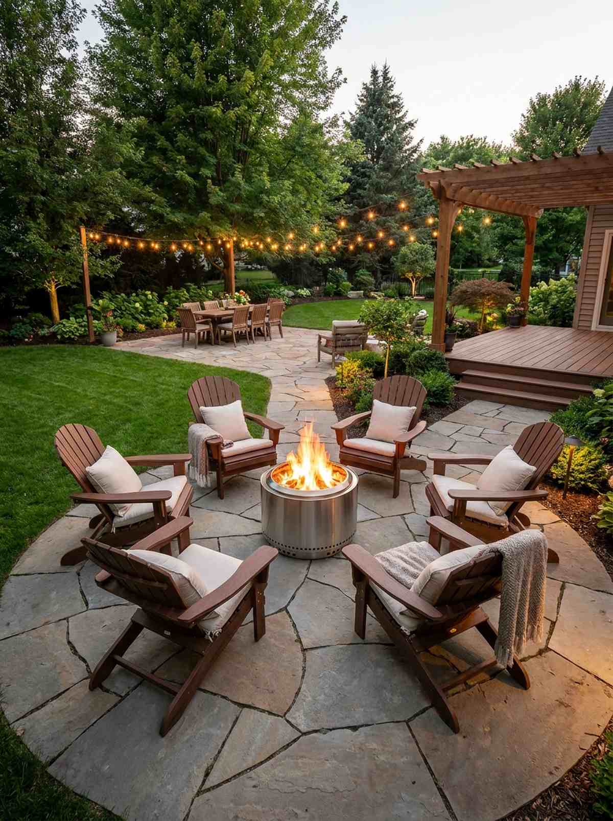 circular fire pit hub with radiating zones