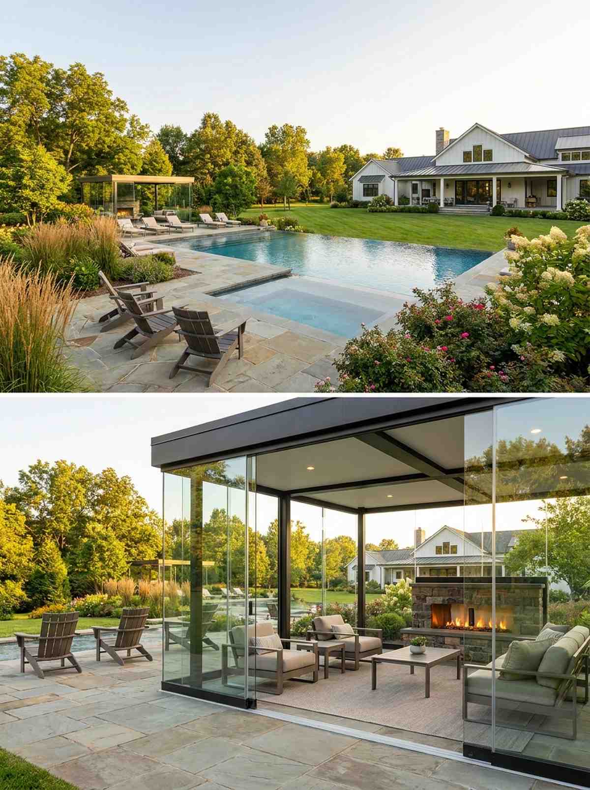 glass walled cabana structures