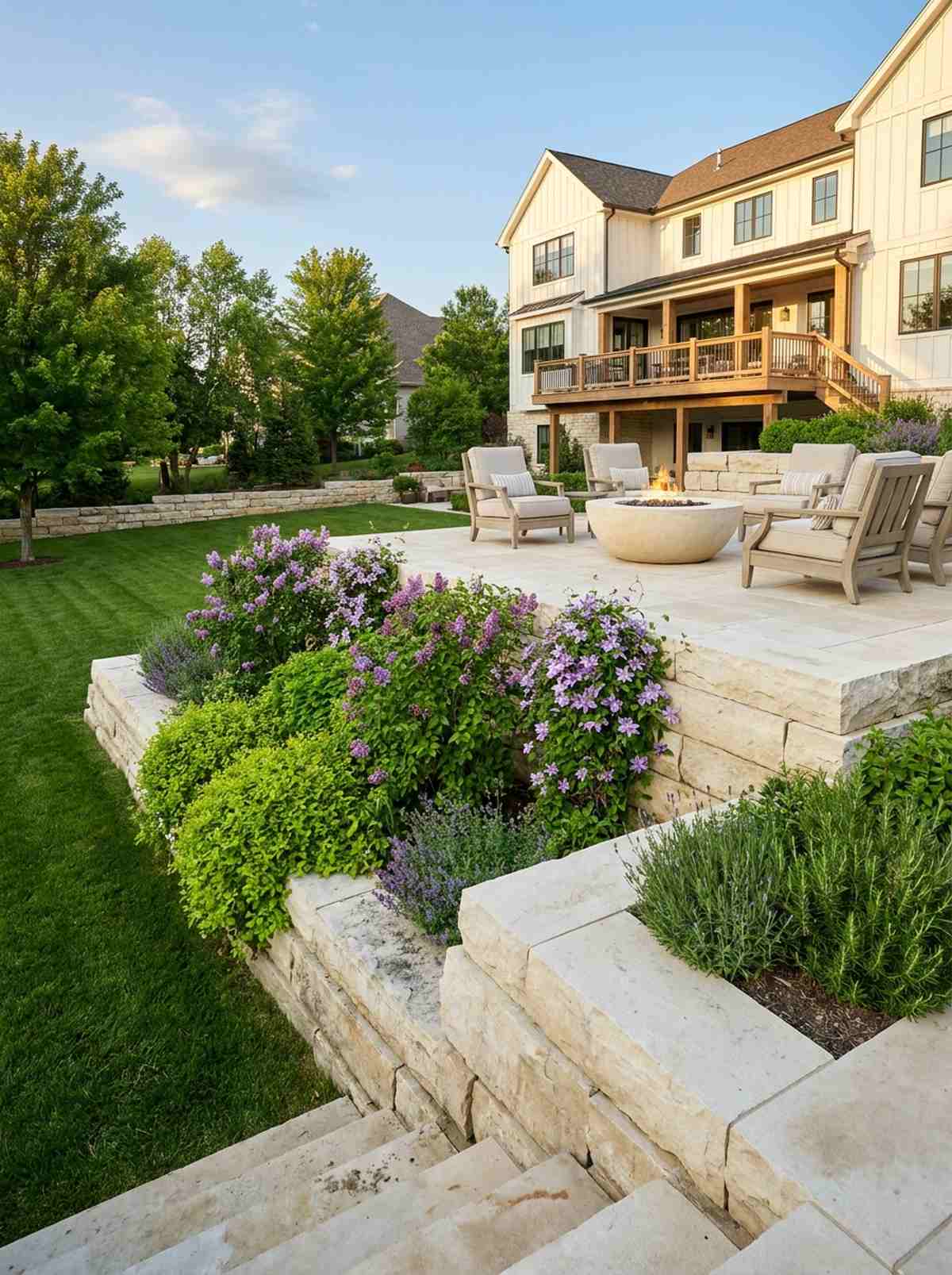 limestone block terraces