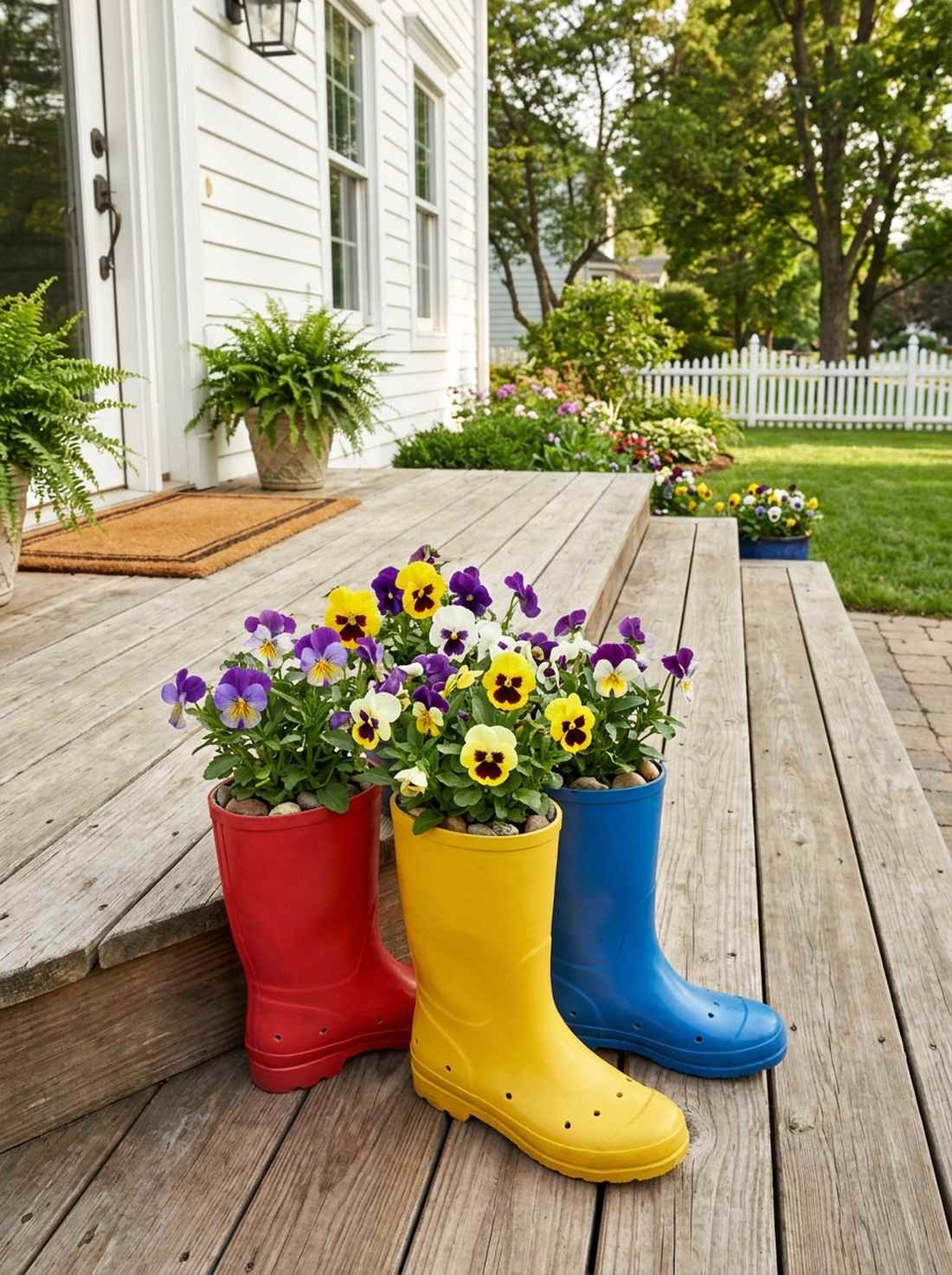 rain boot planter trio