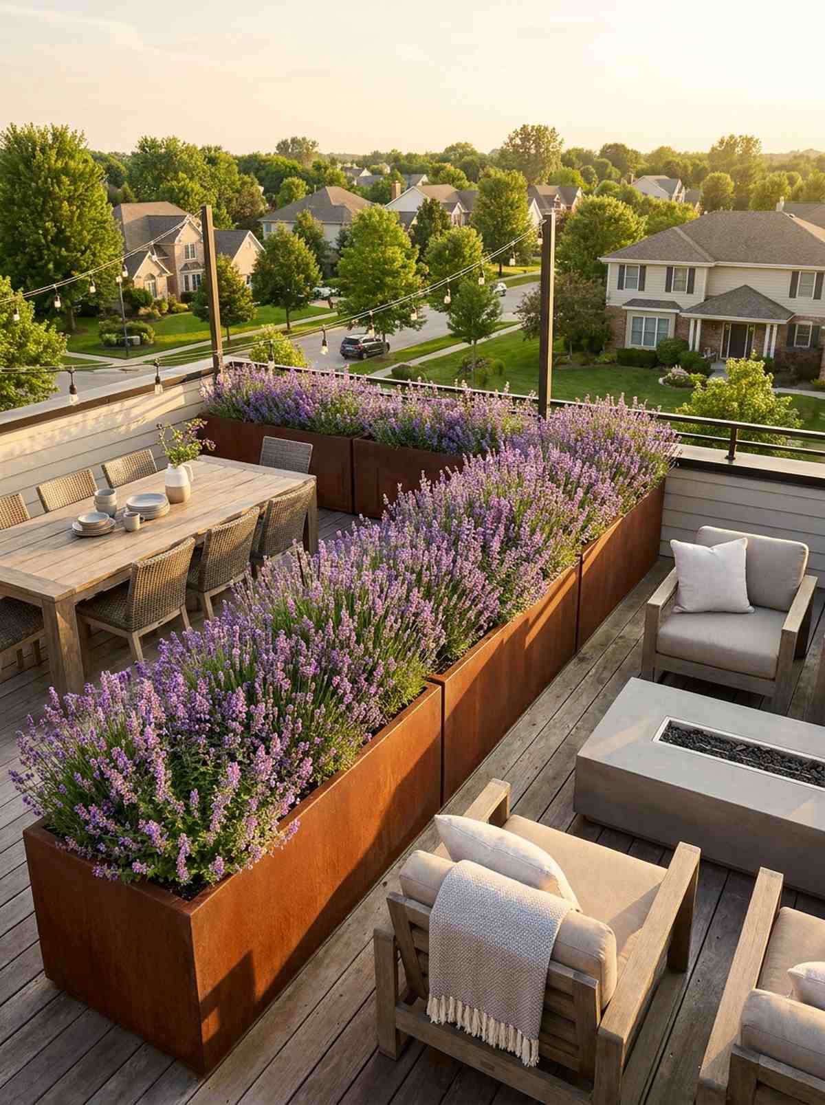 rectangular trough planters for linear arrangements