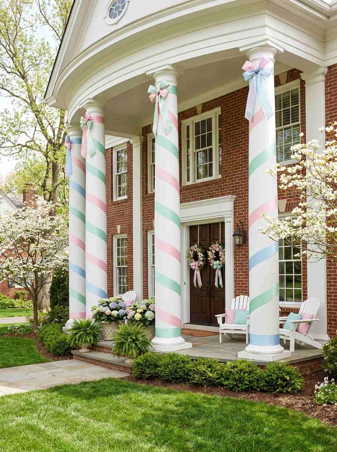ribbon wrapped porch columns