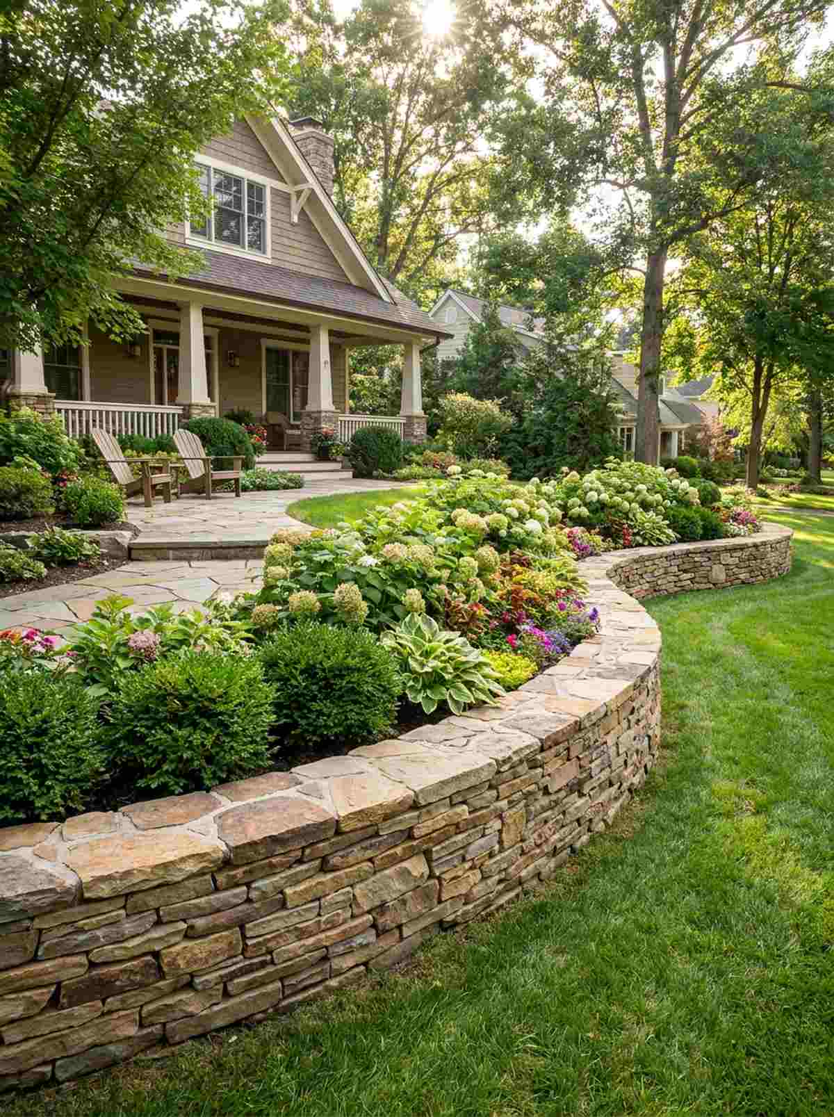 stacked stone retaining borders