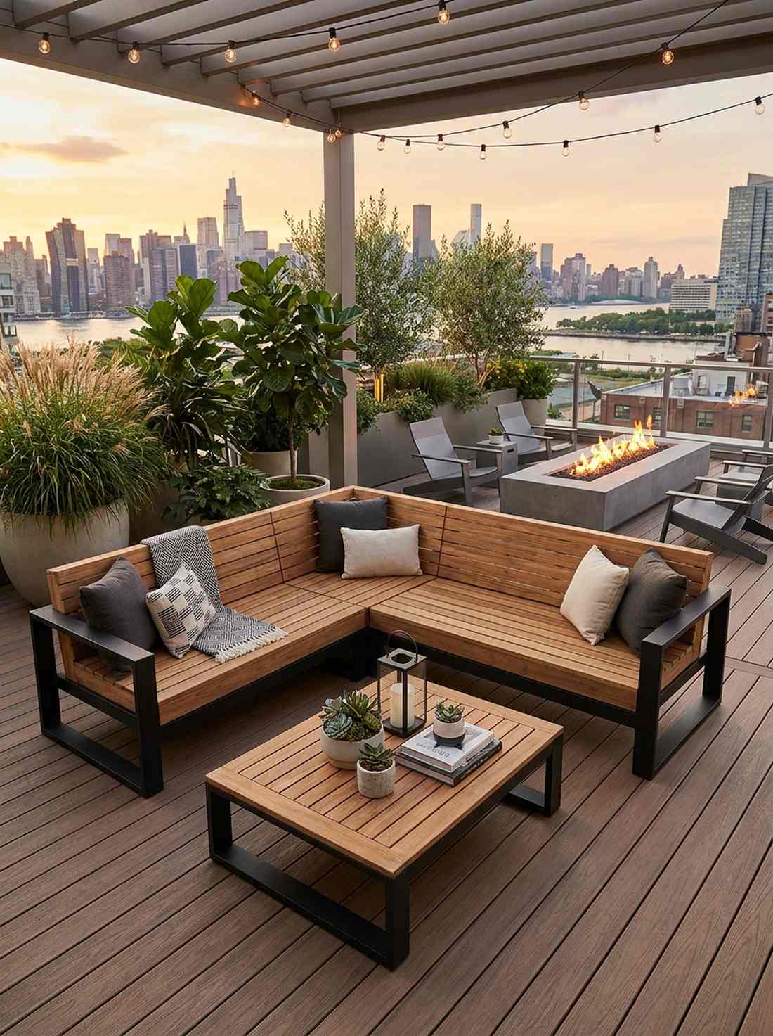 teak aluminum hybrid sectional