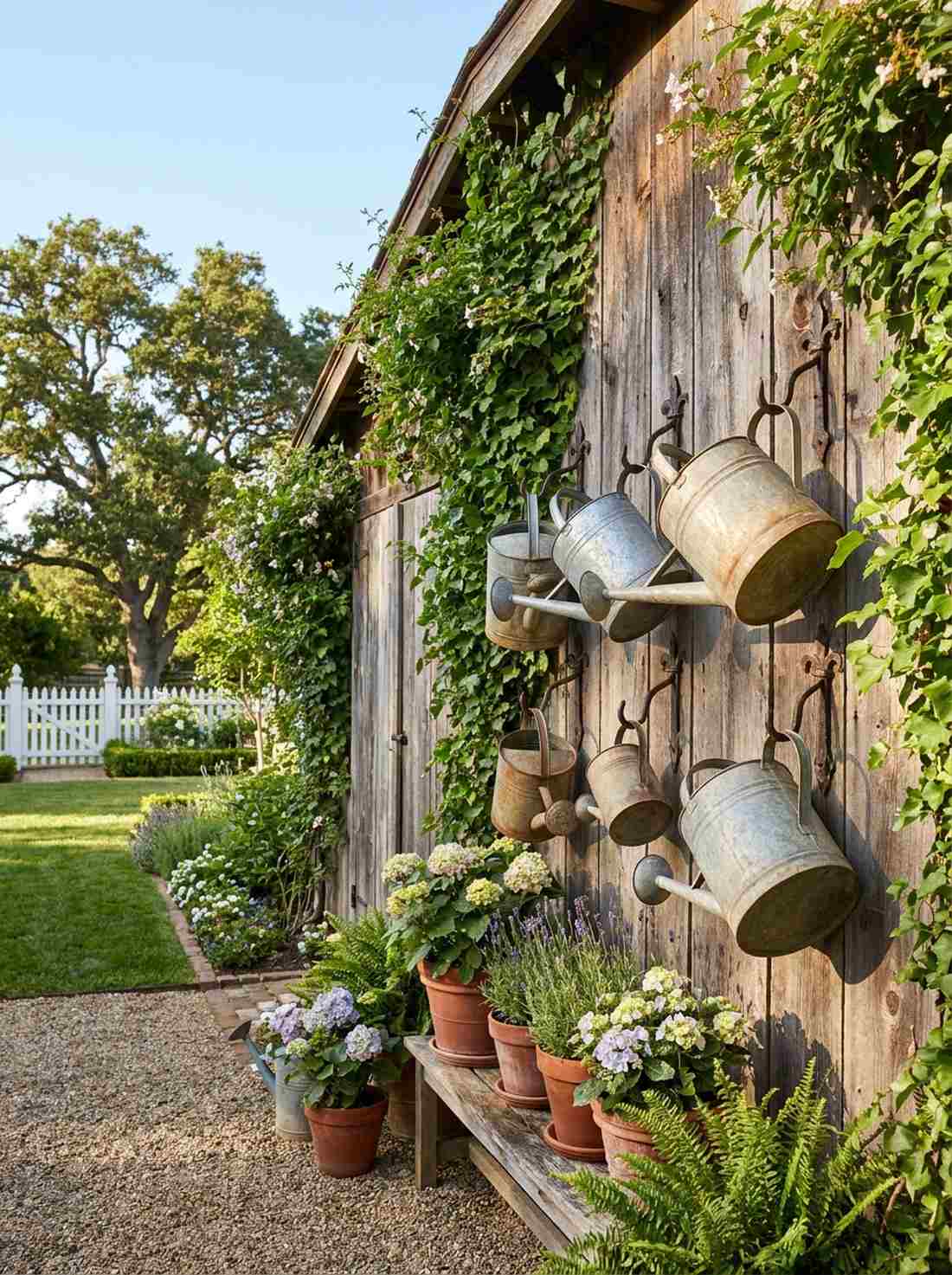 vintage watering can display