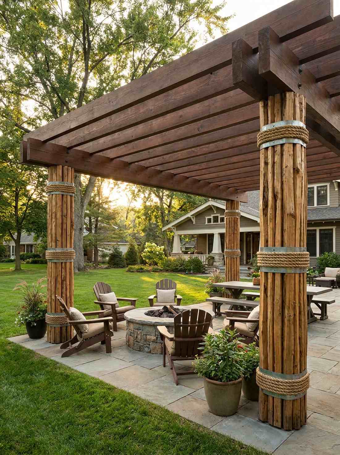 split rail pergola columns
