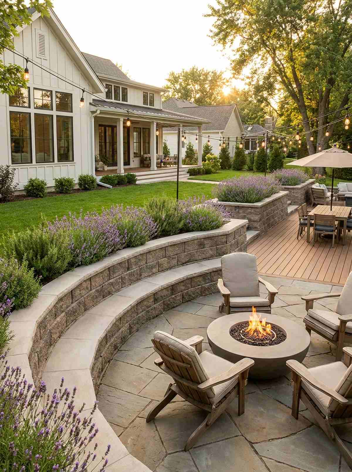 integrated planter boxes in seating walls