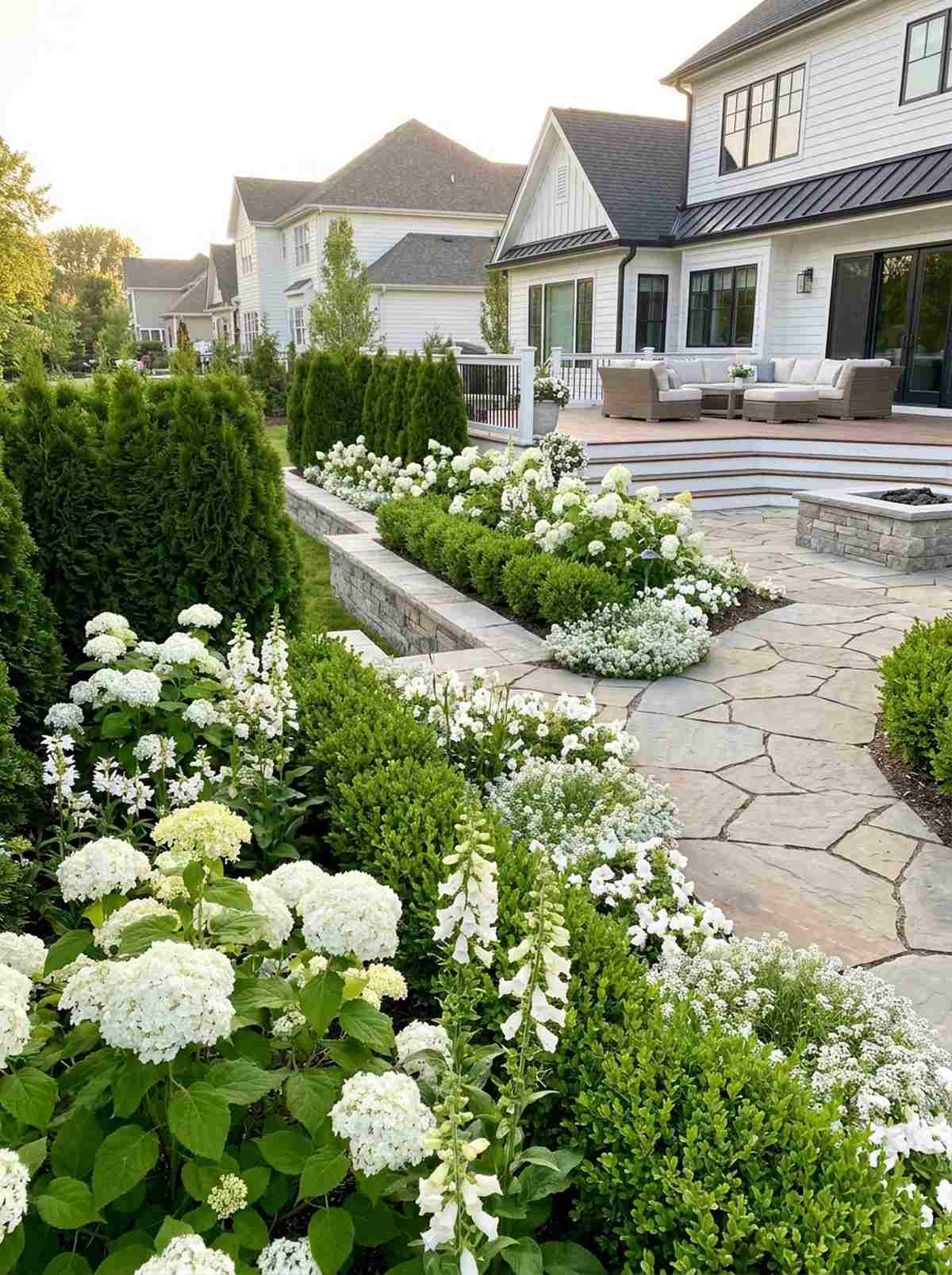 monochromatic white garden