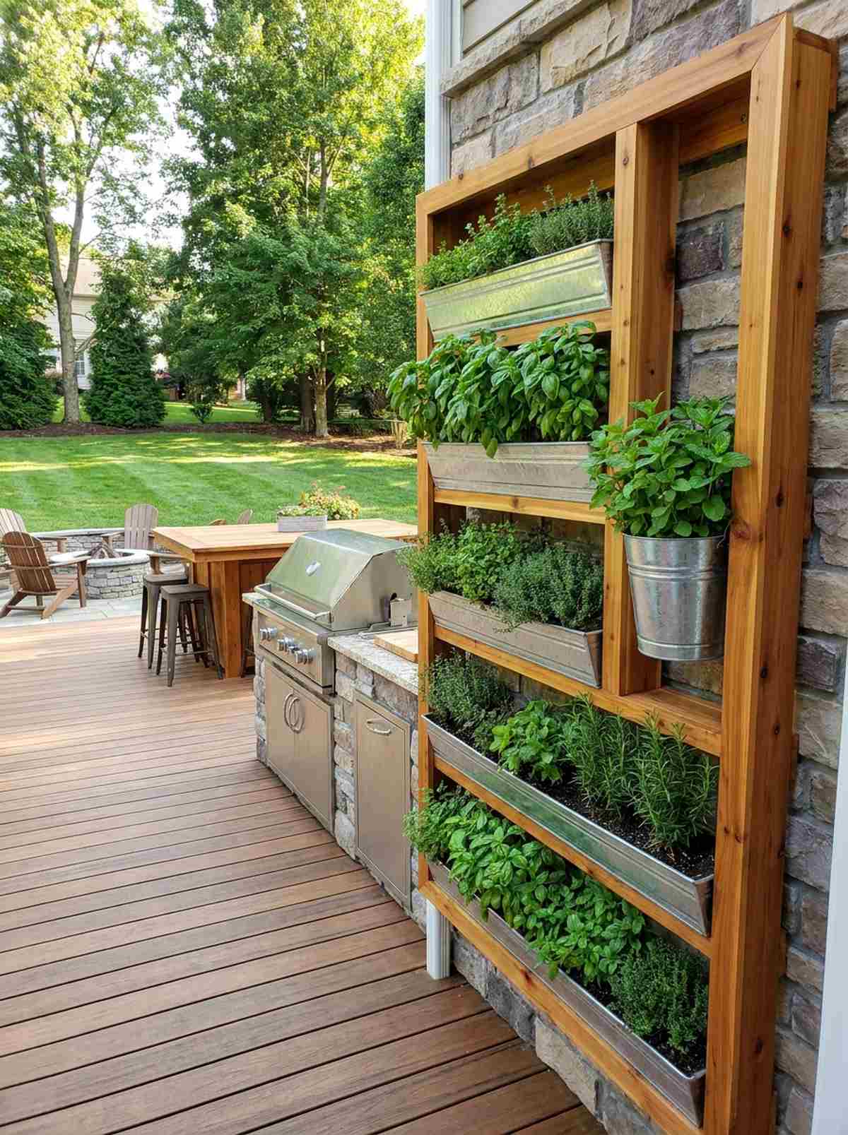 vertical herb garden near kitchen
