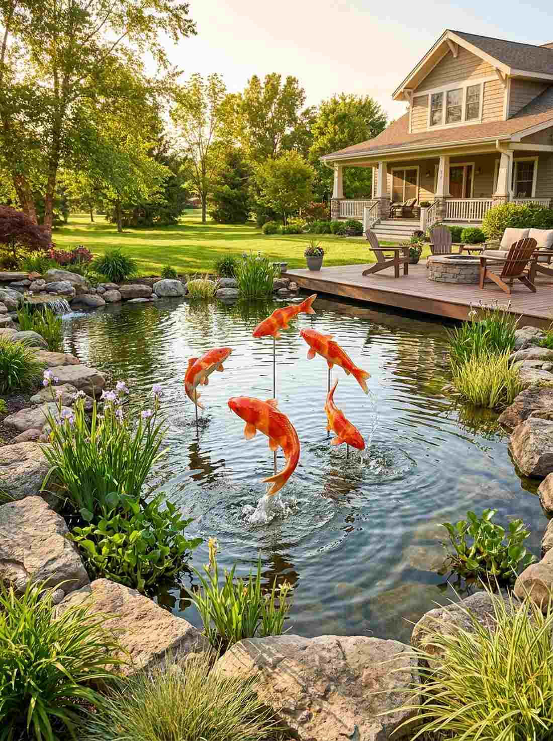 koi fish sculptures