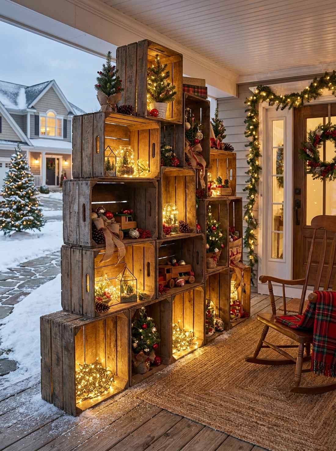 wooden crate stacked displays