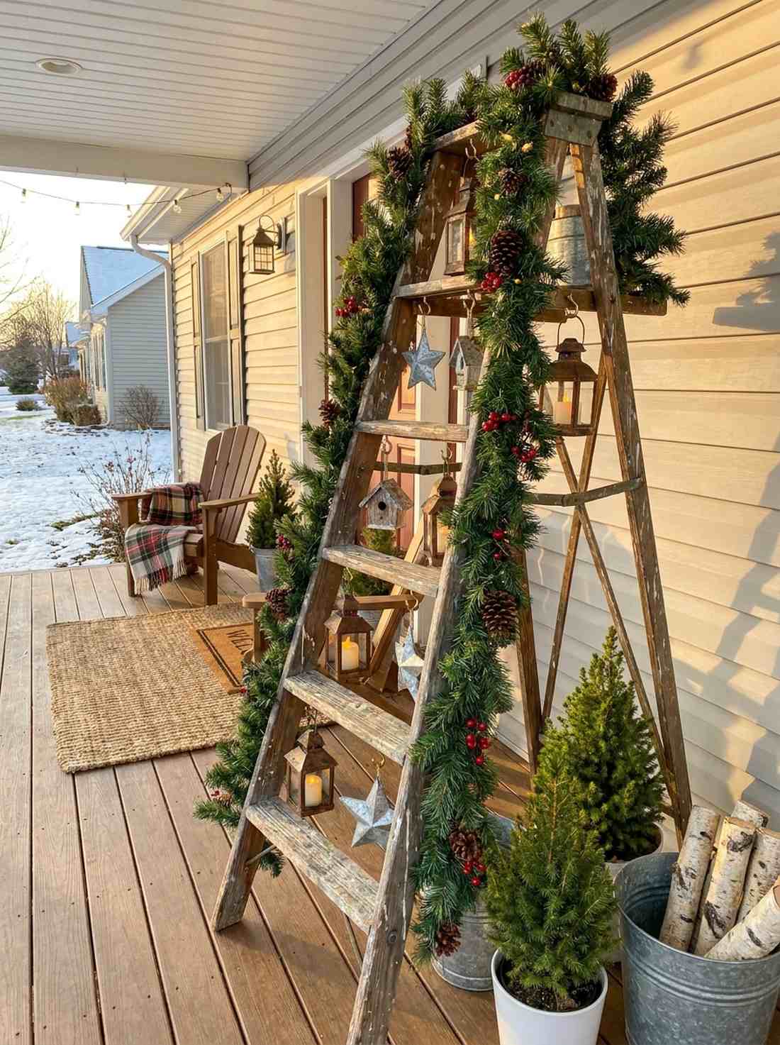 repurposed ladder display shelves