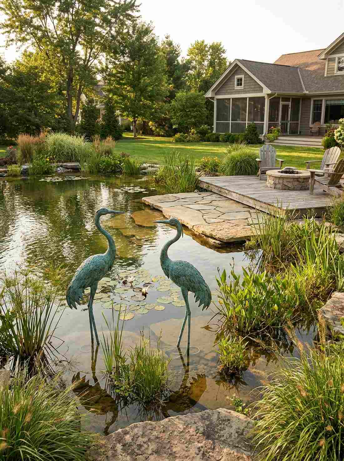 crane wading sculptures