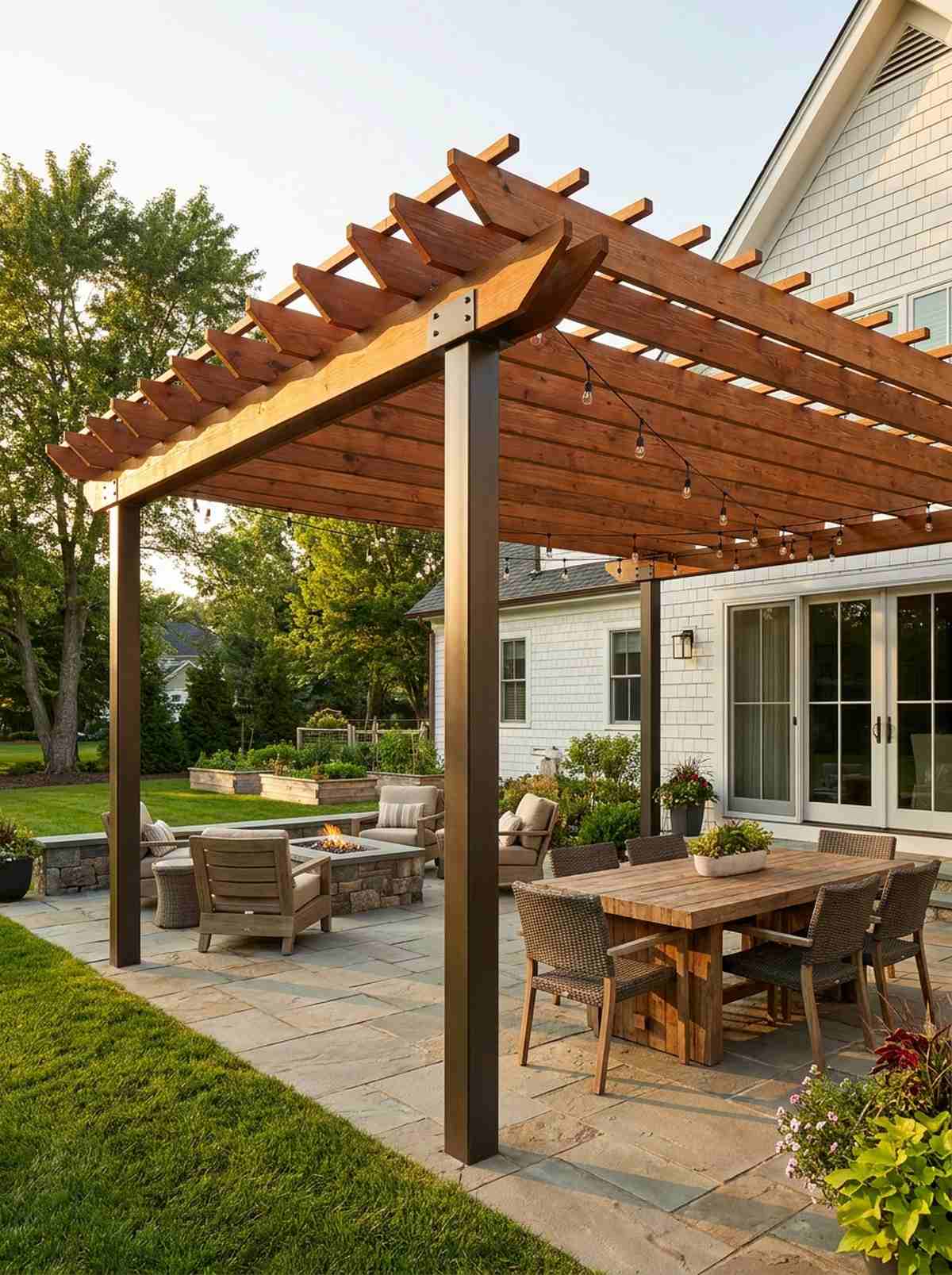aluminum and wood hybrid pergola