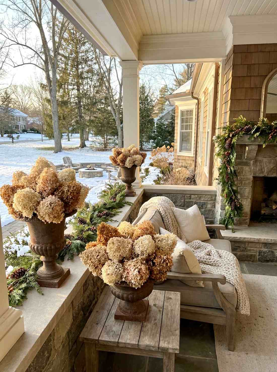 dried hydrangea clusters