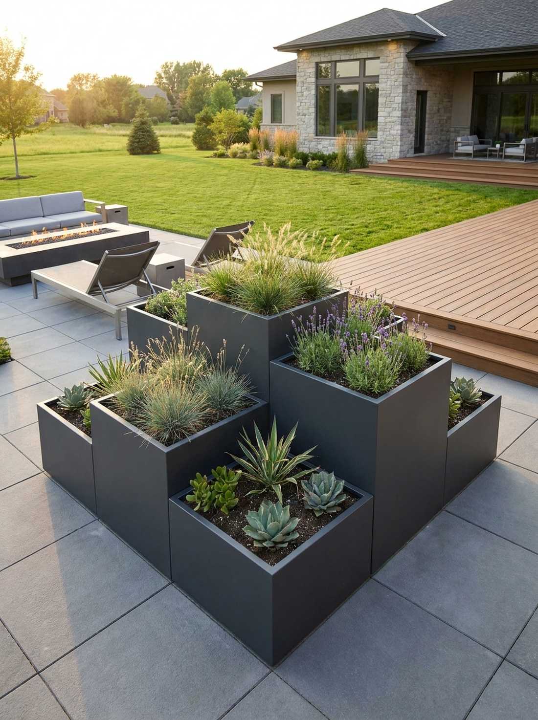 geometric steel planter boxes