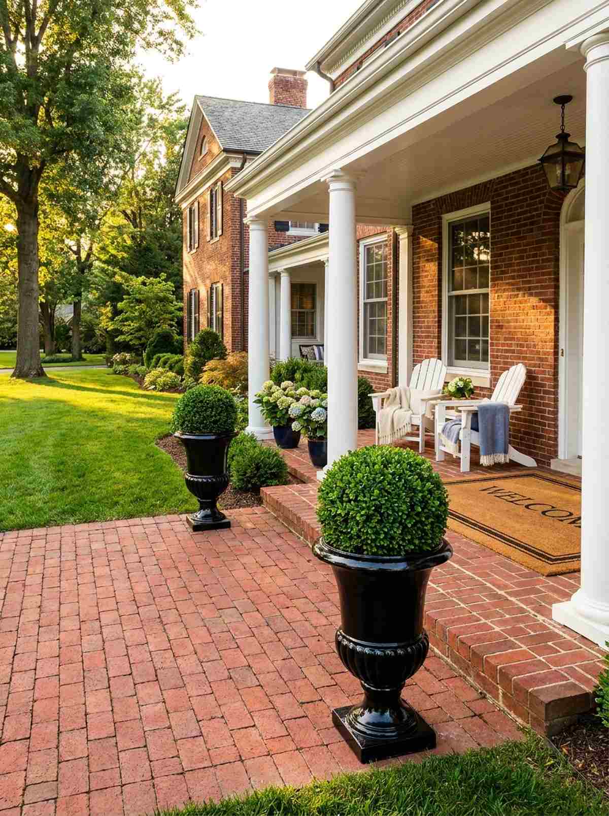 paired urns with symmetrical plantings