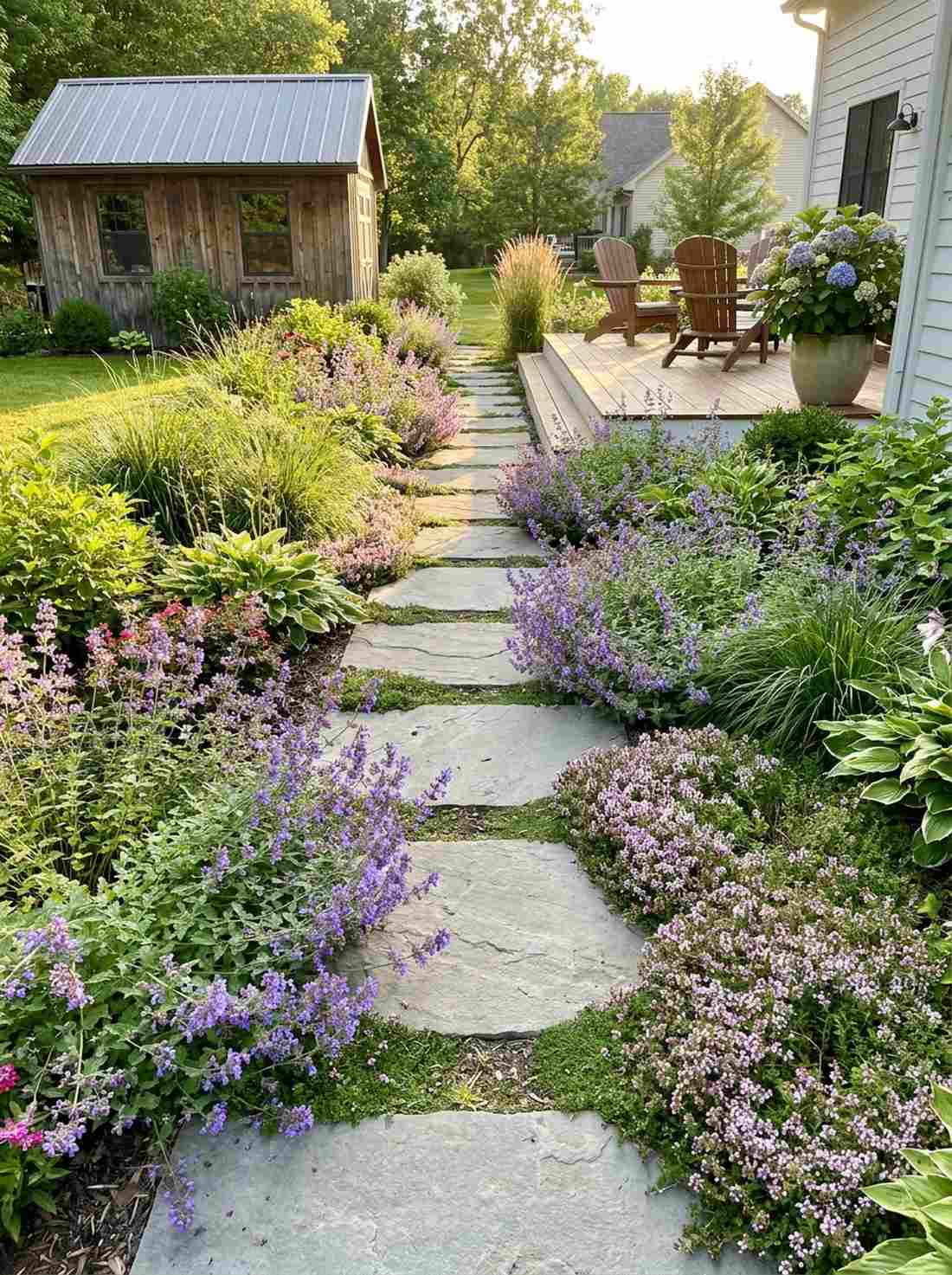 parallel borders flanking straight path