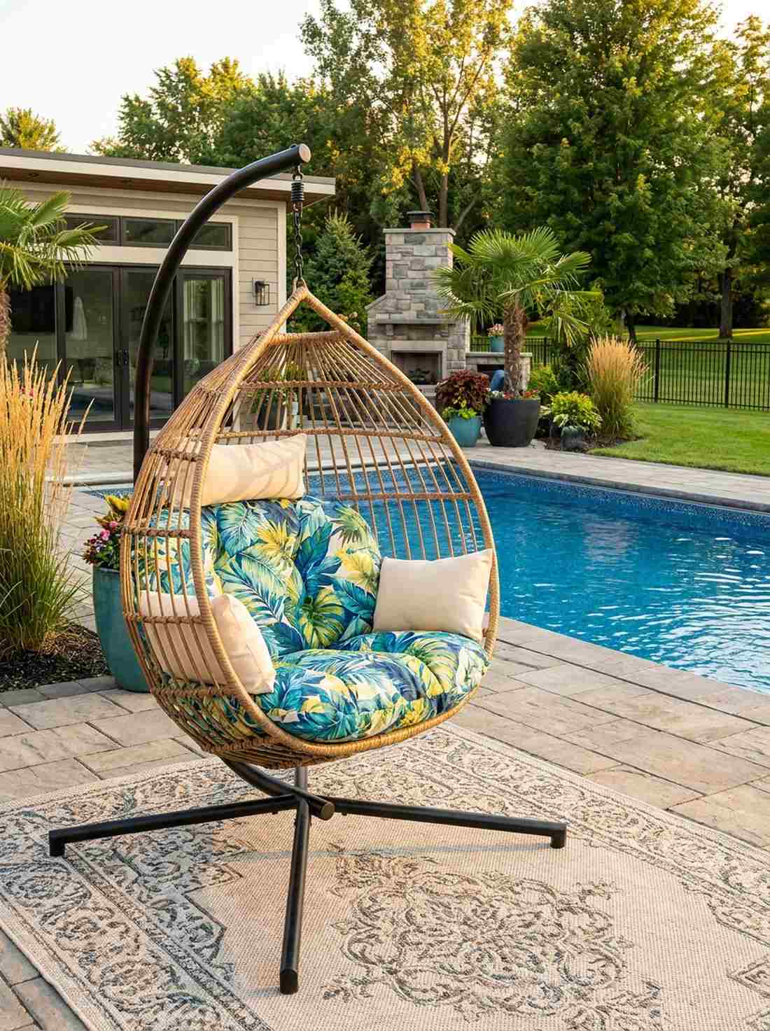 rattan egg chair with stand
