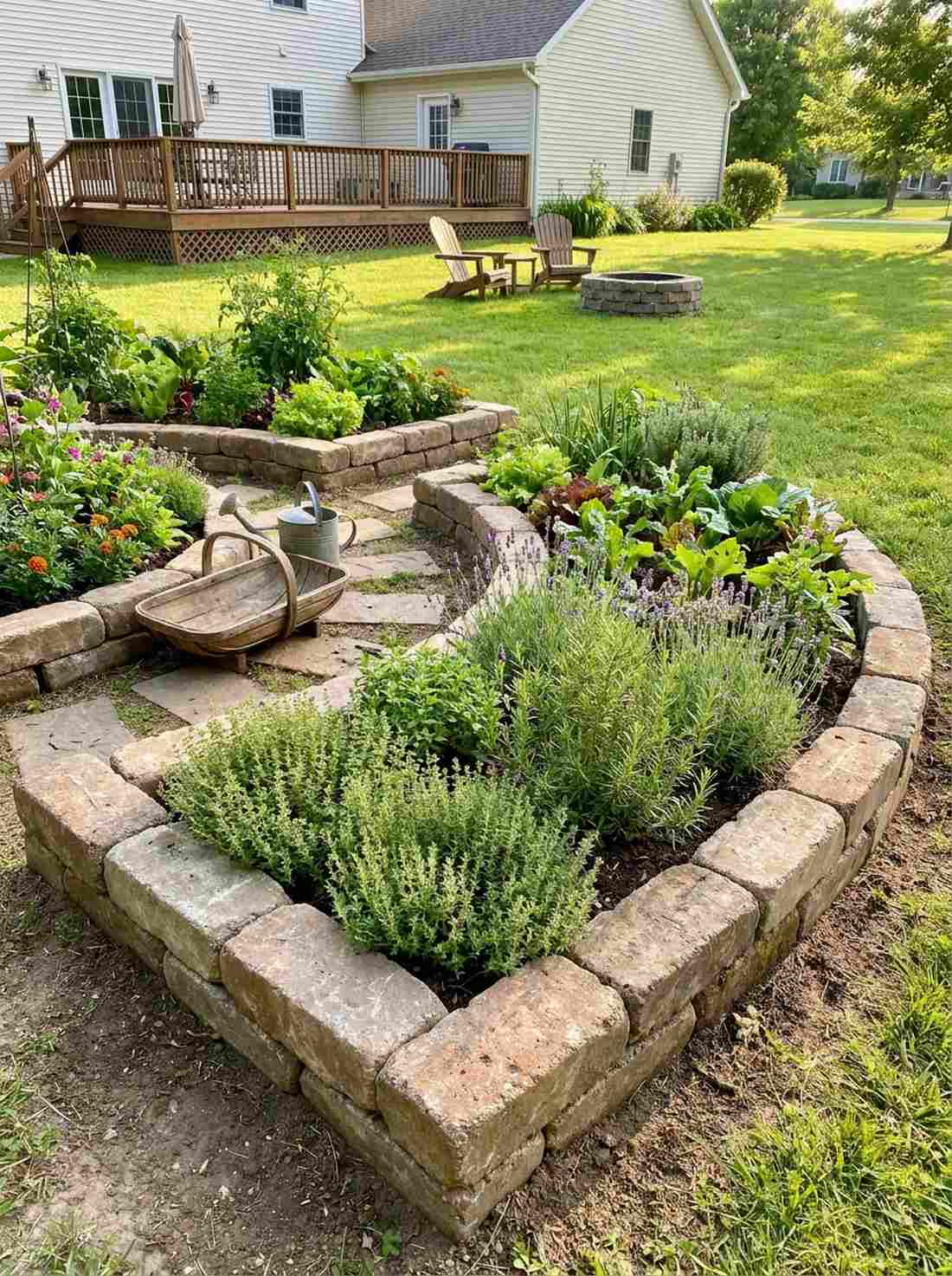 reclaimed brick potager edging