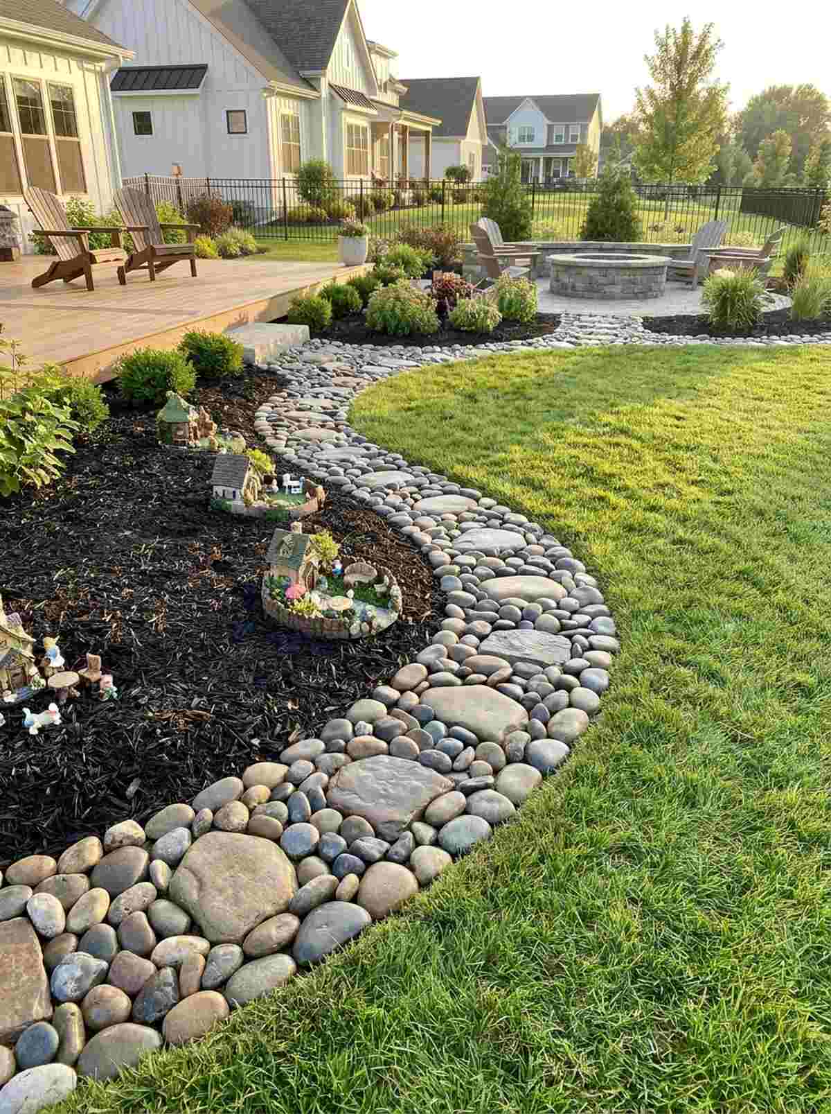 river rock borders