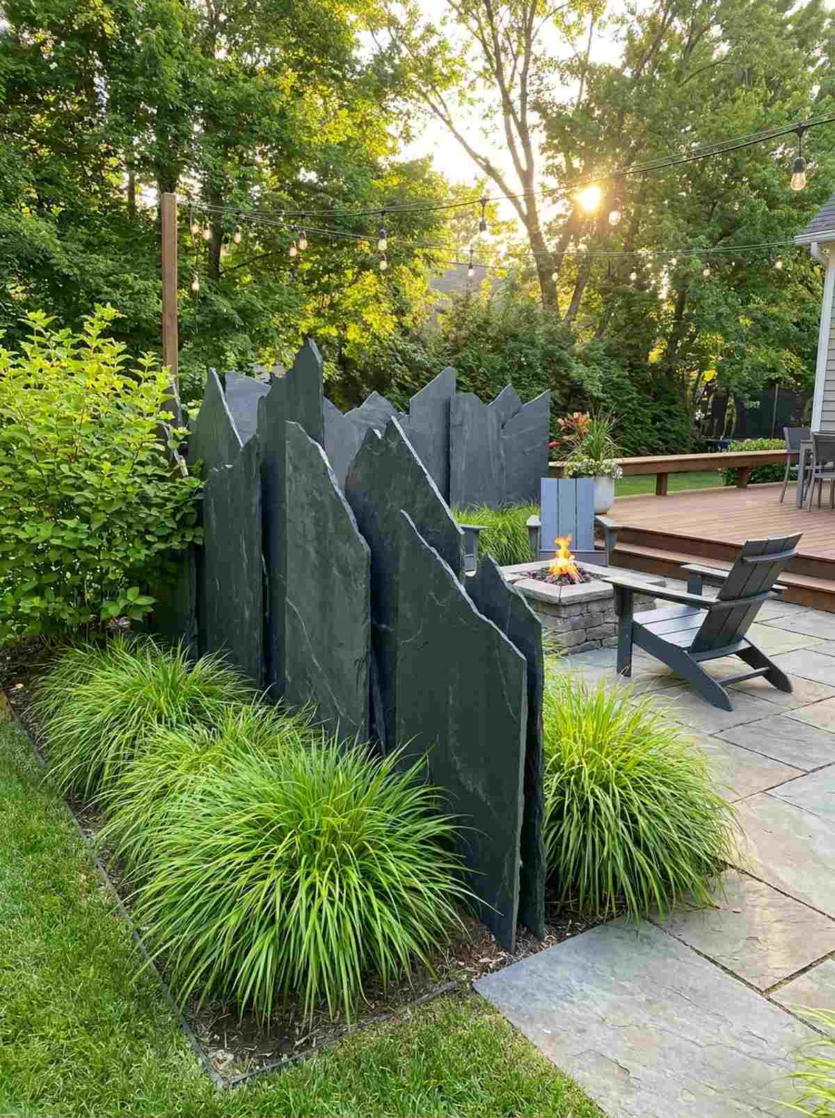 stacked slate privacy screen