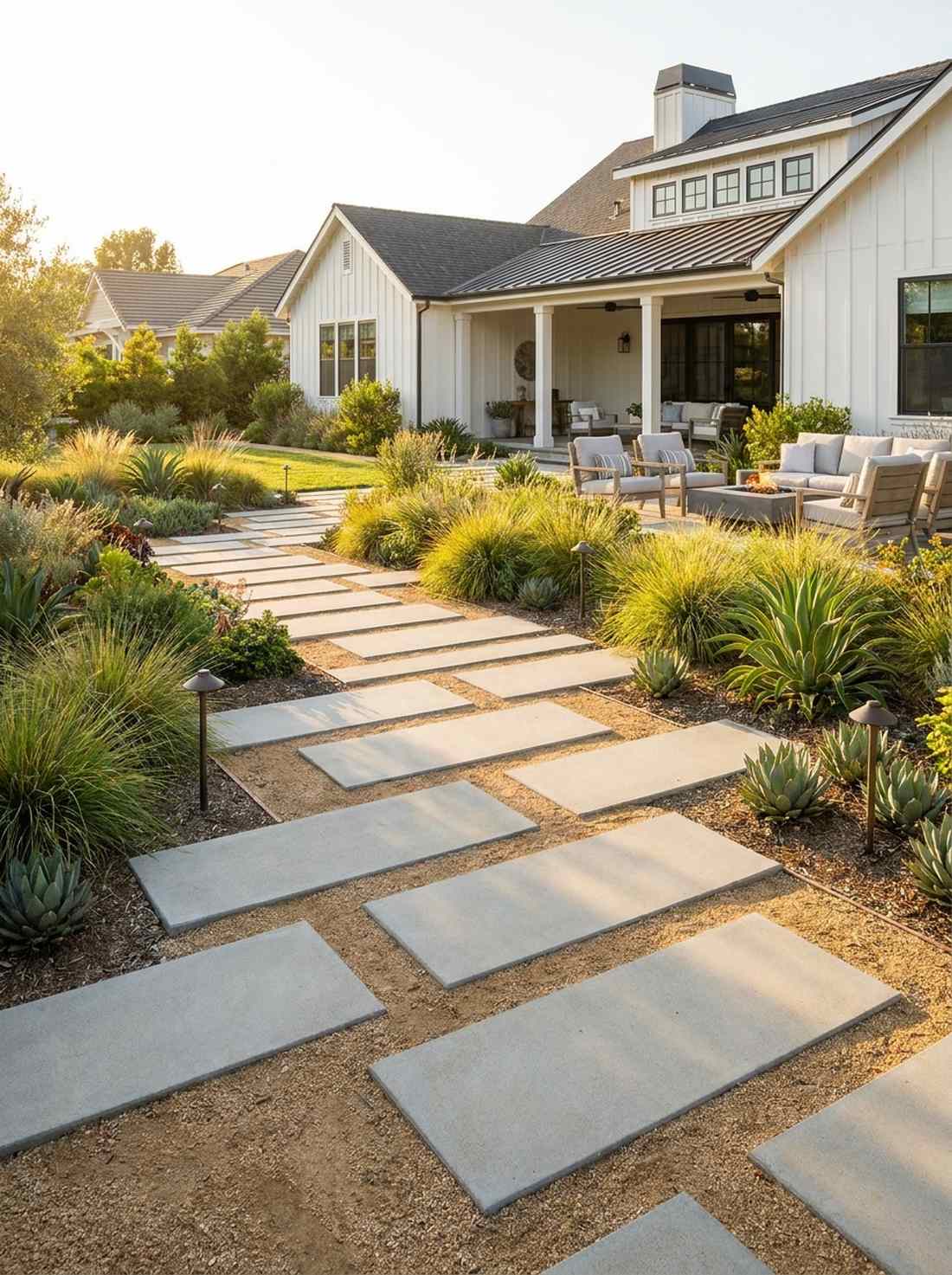 staggered rectangular walkway