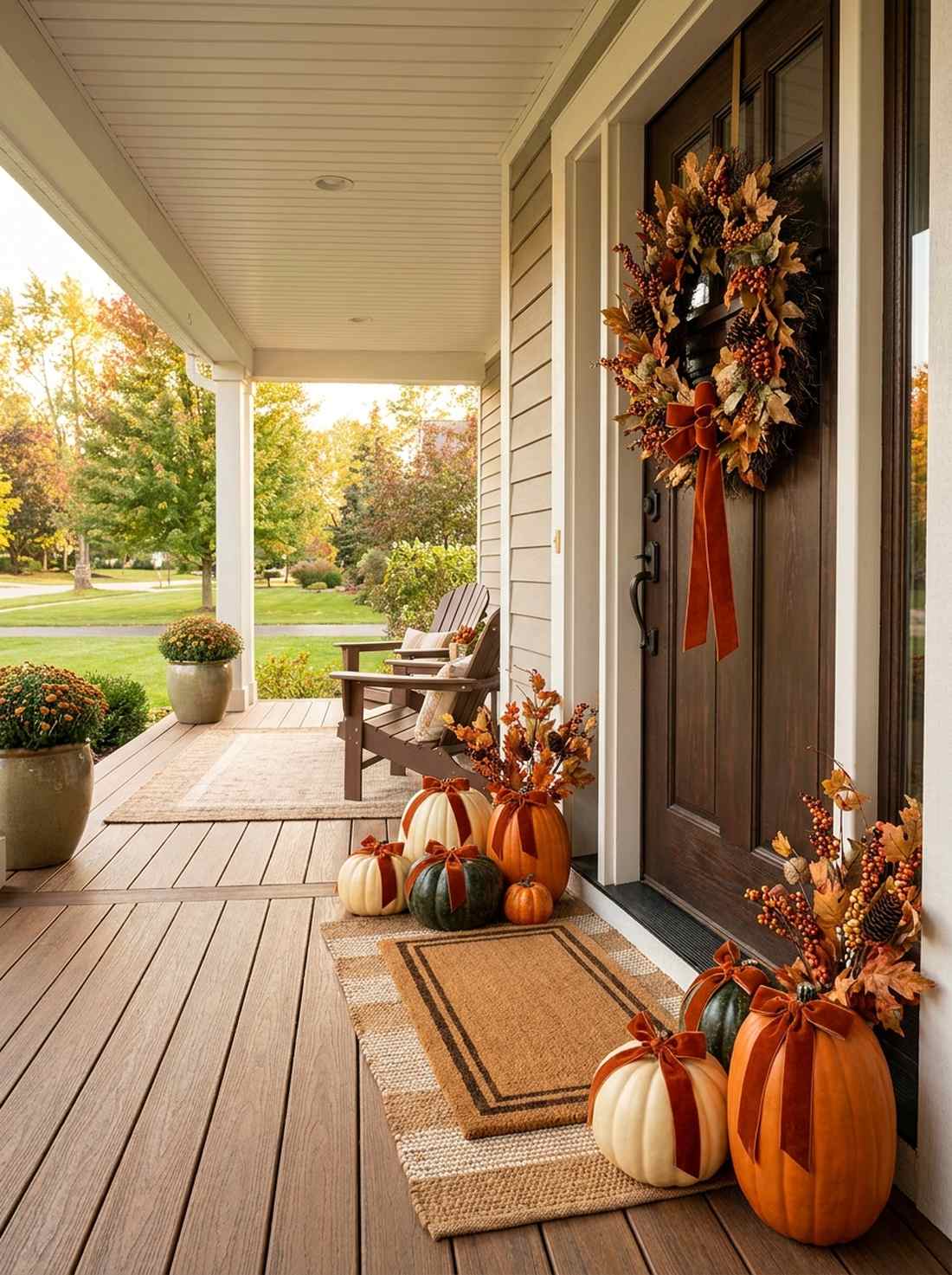 wreath pumpkin pairing