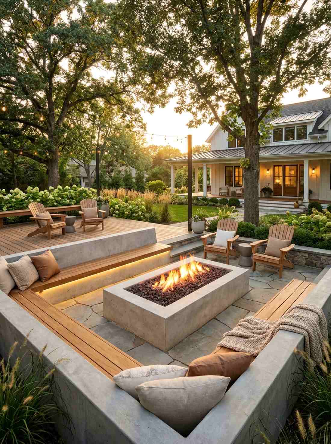 built in concrete benches
