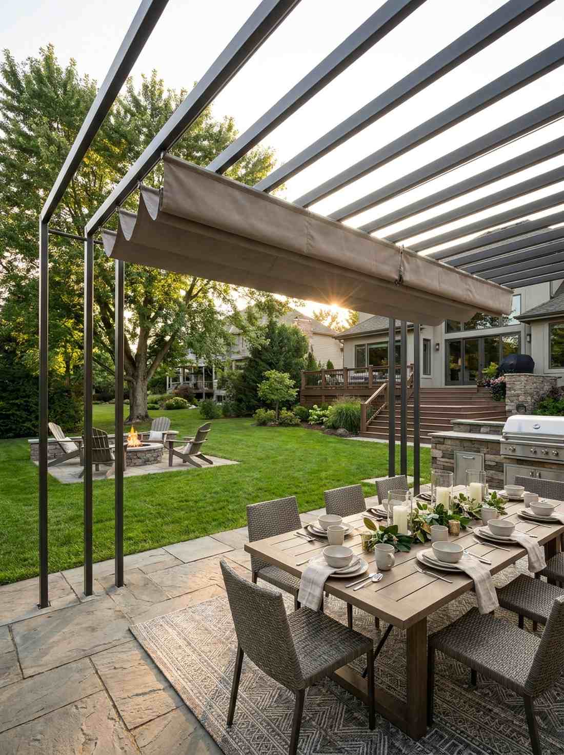 steel pergola dining zones