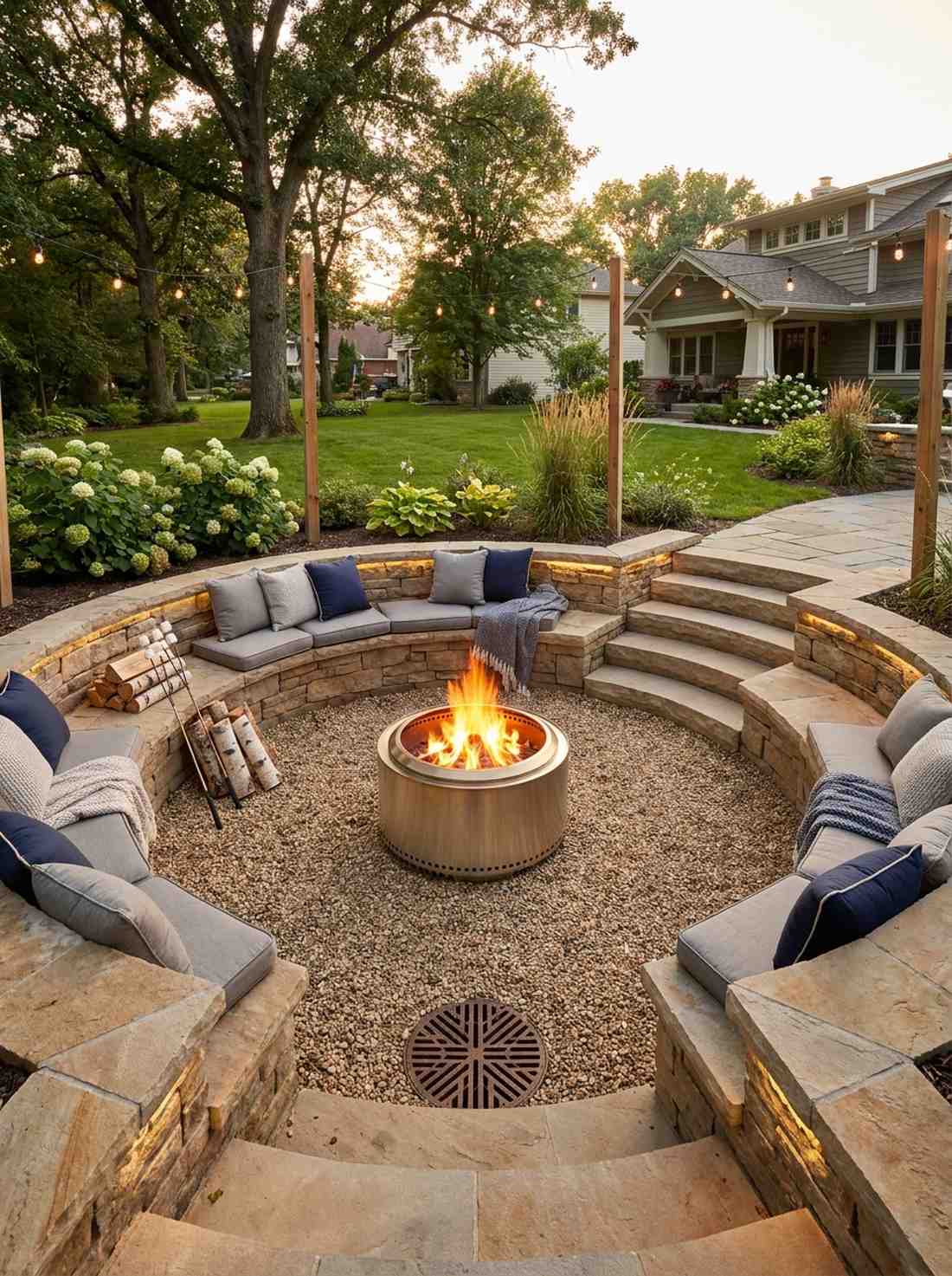 sunken fire pit courts
