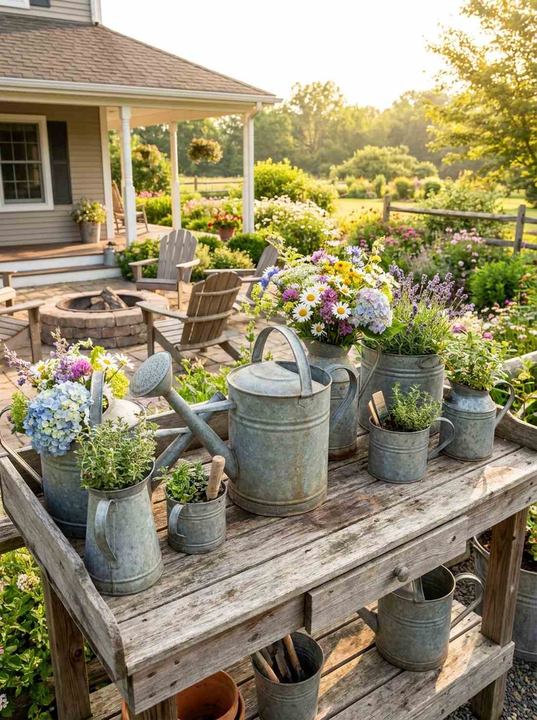 galvanized watering cans