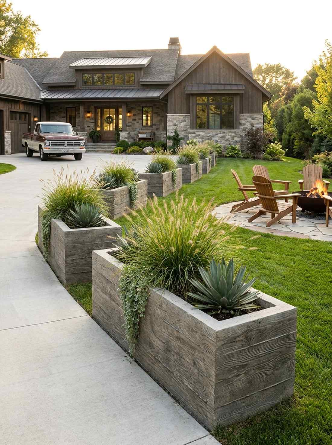 board formed concrete planters