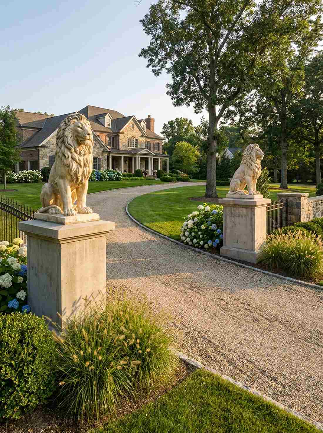 cast stone lions